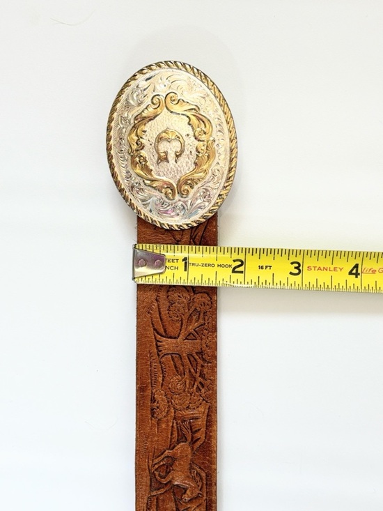Montana Silversmiths Silver Plated Buckle with a Brown Tooled Leather Belt main image 8